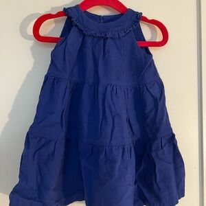 Blue Linen Sleeveless Ruffle Dress